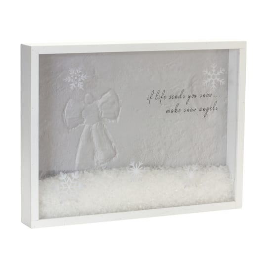 15.75" Winter Snow Angels Shadow Box Tabletop Décor